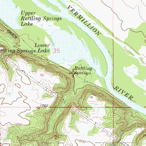 Topographic Map of Rattling Springs, MN