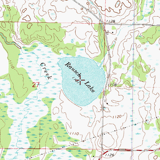 Topographic Map of Rausch Lake, MN