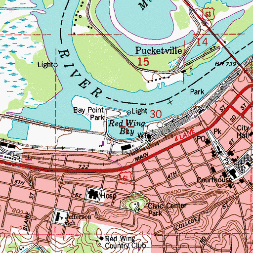 Topographic Map of Red Wing Bay, MN