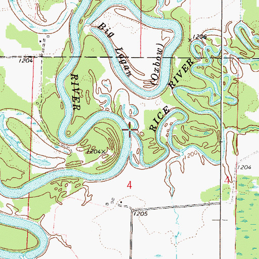 Topographic Map of Rice River, MN
