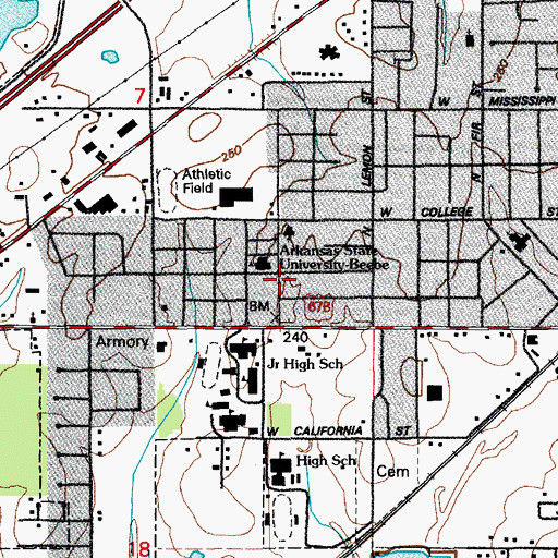 Topographic Map of Baptist Student Union, AR