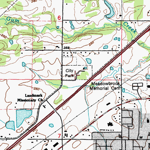 Topographic Map of Beebe City Park, AR