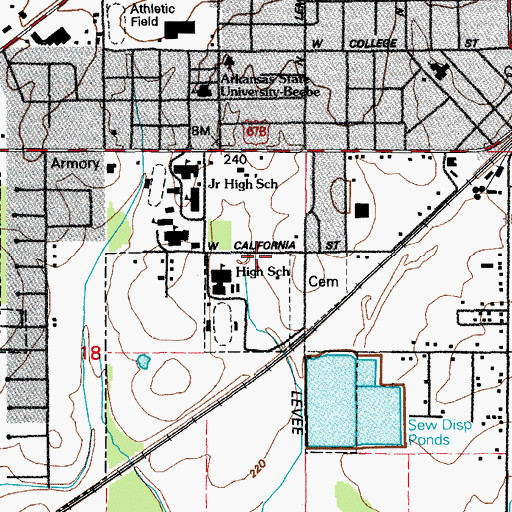Topographic Map of Beebe High School, AR