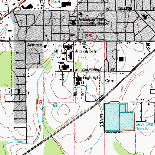 Topographic Map of Beebe Junior High School, AR