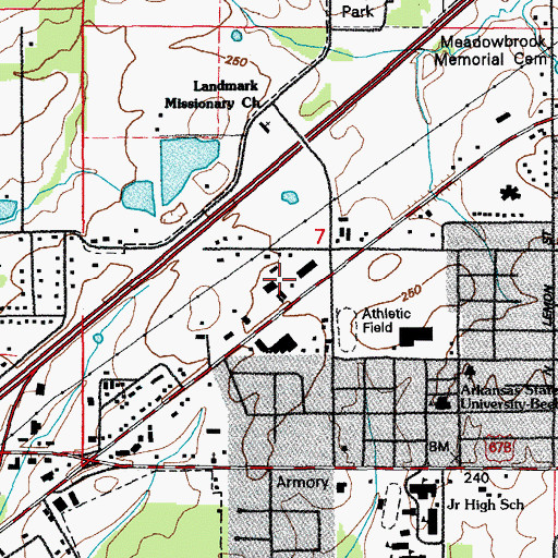 Topographic Map of Beebe Shopping Center, AR