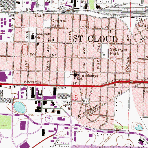 Topographic Map of Saint Elizabeth Ann Seton Middle School, MN