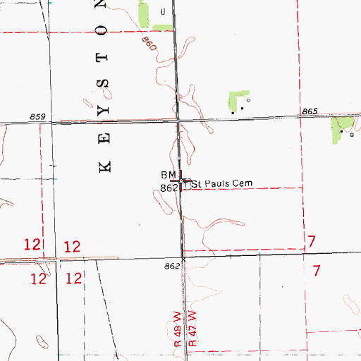 Topographic Map of Saint Pauls Lutheran Cemetery, MN