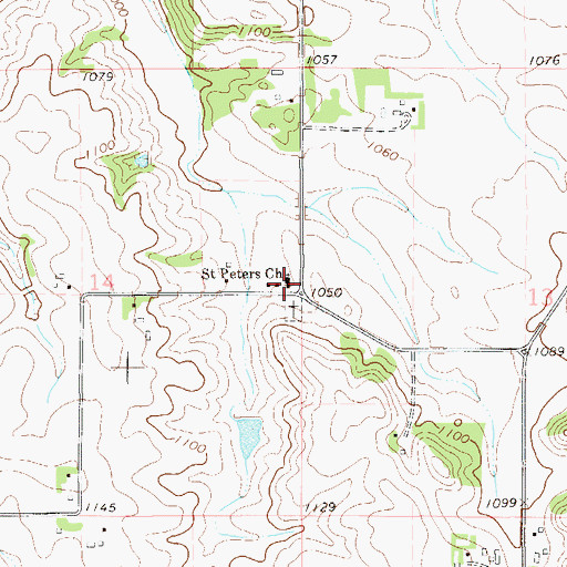 Topographic Map of Saint Peters Church, MN