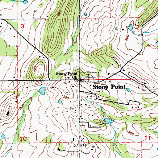 Topographic Map of Stoney Point United Methodist Church, AR
