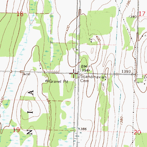 Topographic Map of Scandinavian Cemetery, MN