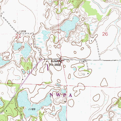 Topographic Map of School Number 2032, MN