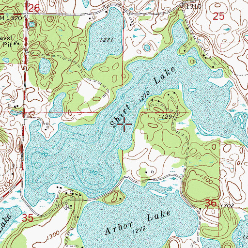 Topographic Map of Shirt Lake, MN