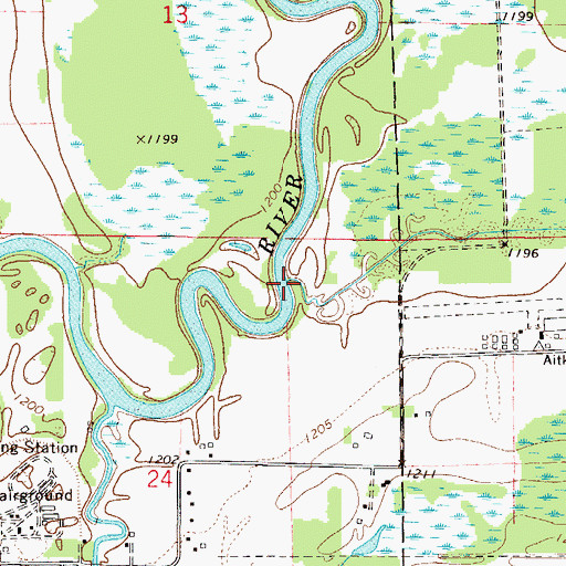 Topographic Map of Sisabagamah Creek, MN