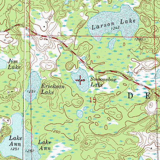 Topographic Map of Snoosebox Lake, MN