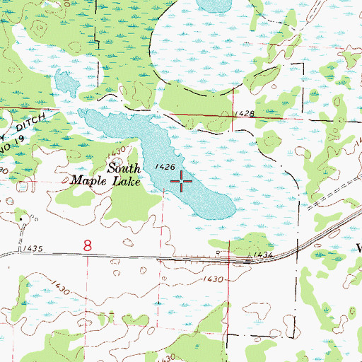 Topographic Map of South Maple Lake, MN