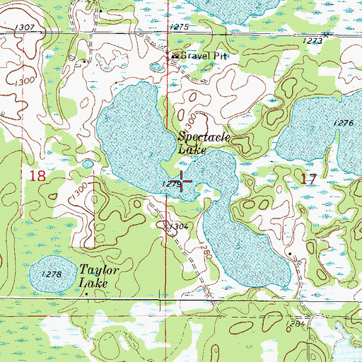 Topographic Map of Spectacle Lake, MN