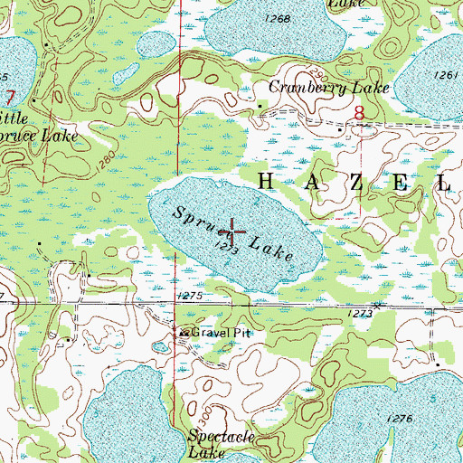 Topographic Map of Spruce Lake, MN
