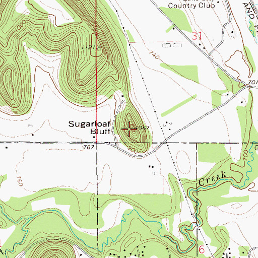 Topographic Map of Sugarloaf Bluff, MN