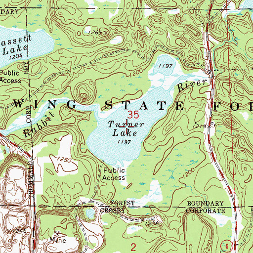 Topographic Map of Turner Lake, MN