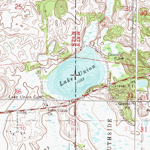 Topographic Map of Lake Union, MN