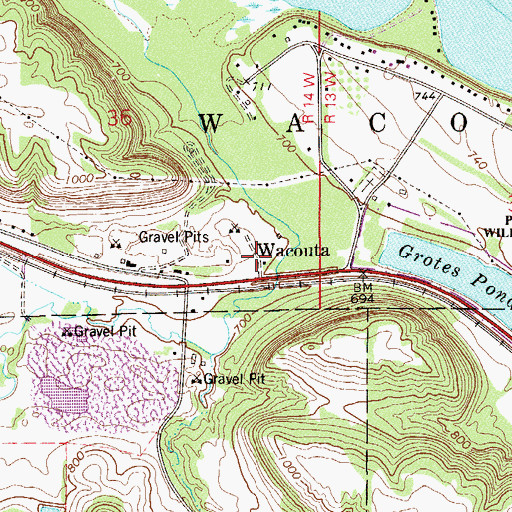 Topographic Map of Wacouta, MN