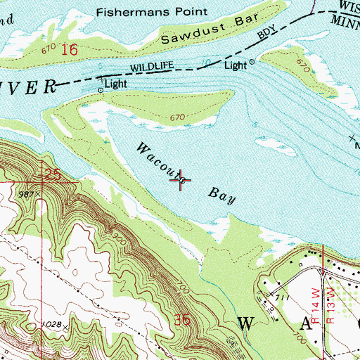 Topographic Map of Wacouta Bay, MN