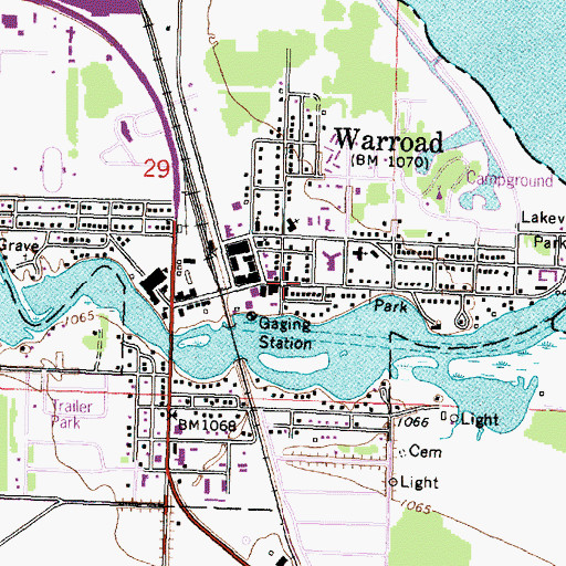 Topographic Map of Warroad, MN