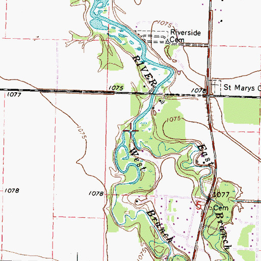 Topographic Map of West Branch Warroad River, MN
