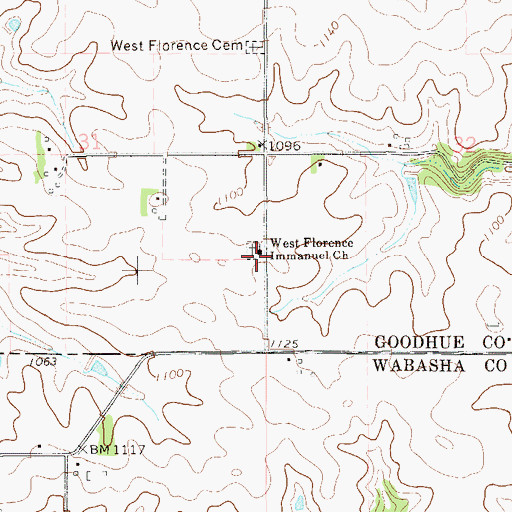 Topographic Map of West Florence Immanuel Church, MN