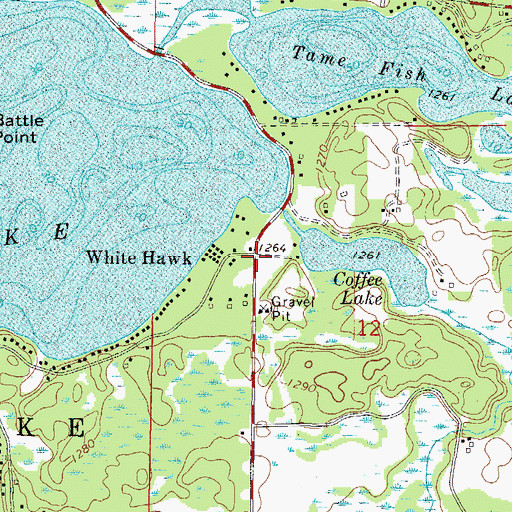 Topographic Map of White Hawk, MN