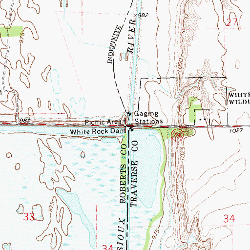 Topographic Map of White Rock Dam, MN