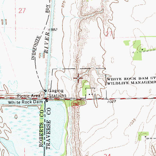Topographic Map of White Rock Dam State Wildlife Management Area, MN