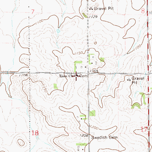 Topographic Map of Zion Church, MN