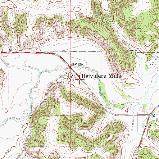 Topographic Map of Belvidere Mills, MN