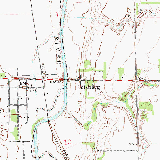 Topographic Map of Boisberg, MN