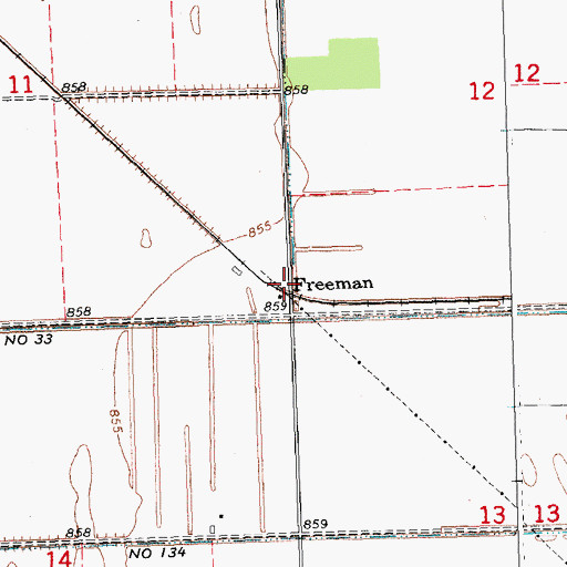 Topographic Map of Freeman, MN