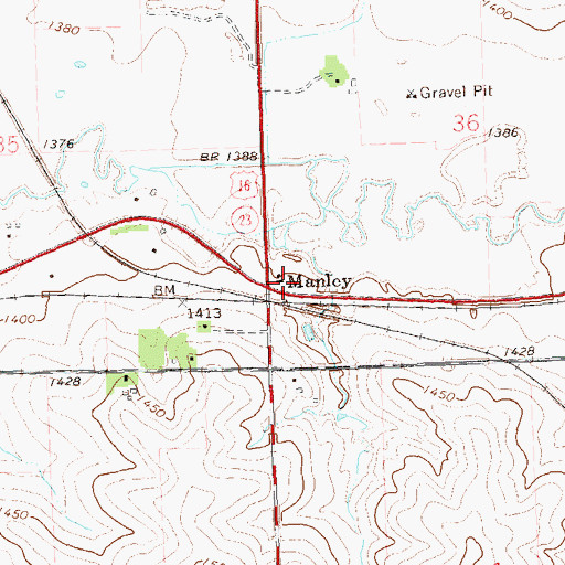 Topographic Map of Manley, MN