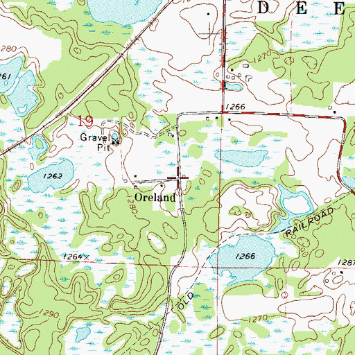 Topographic Map of Oreland, MN