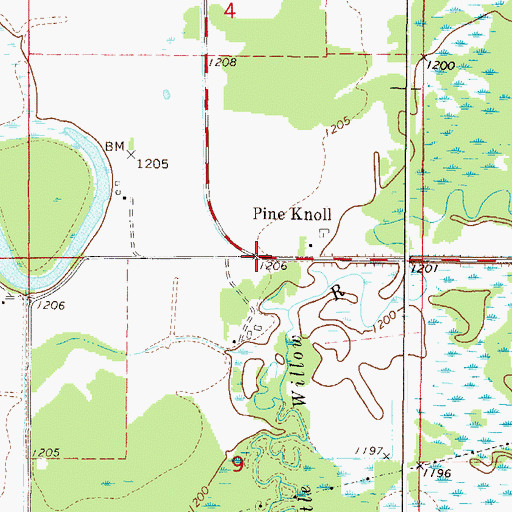 Topographic Map of Pine Knoll, MN