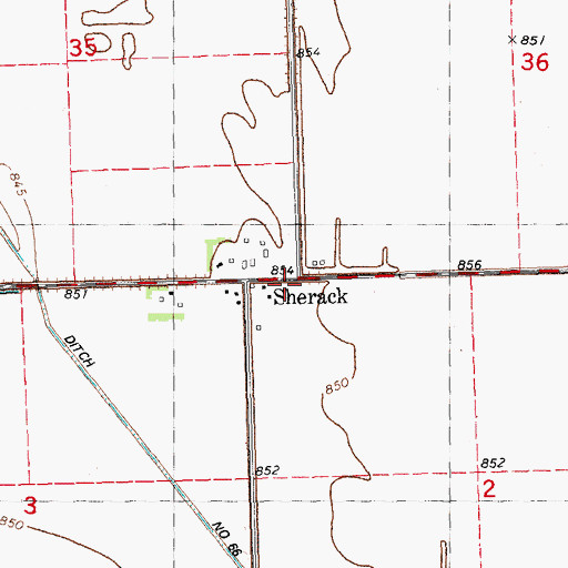 Topographic Map of Sherack, MN