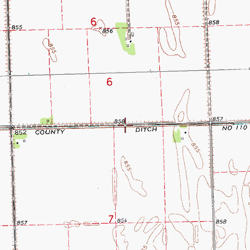 Topographic Map of County Ditch Number One Hundred Ten, MN