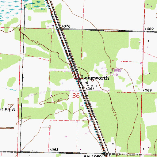 Topographic Map of Longworth, MN