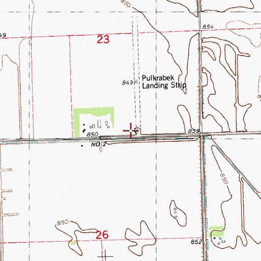 Topographic Map of Pulkrabek Private Landing Field, MN