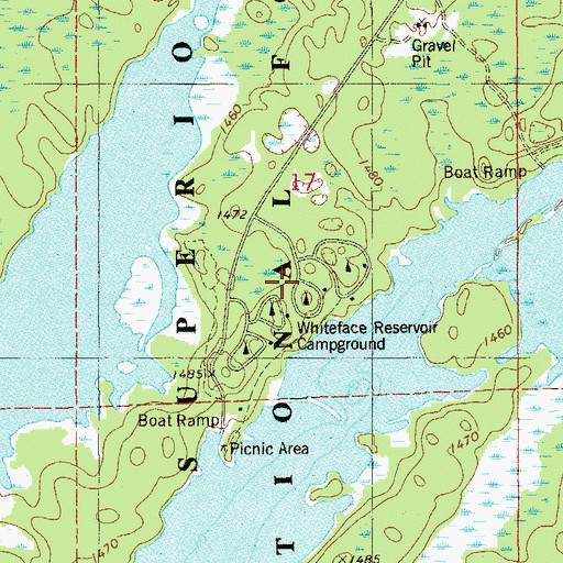 Topographic Map of Whiteface Reservoir Campground, MN