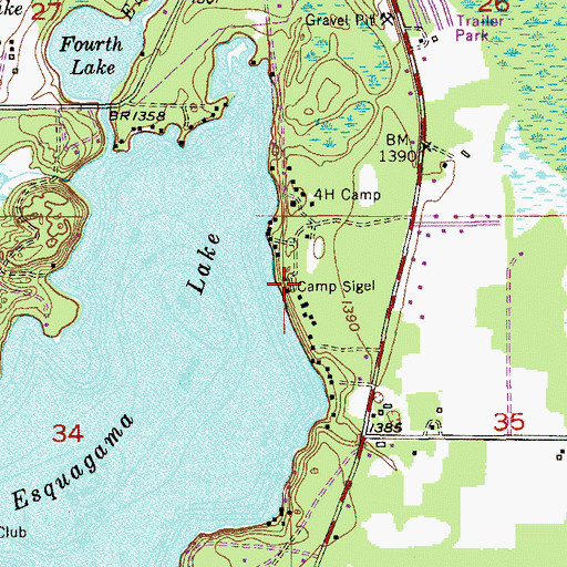 Topographic Map of Camp Sigel, MN