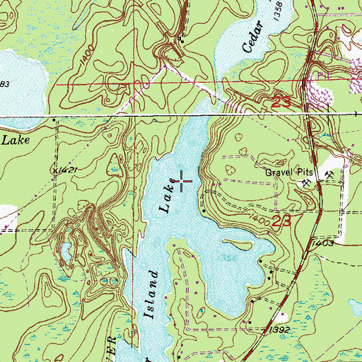 Topographic Map of Cedar Island Lake, MN