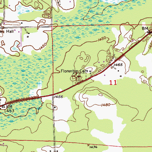 Topographic Map of Florenton Cemetery, MN