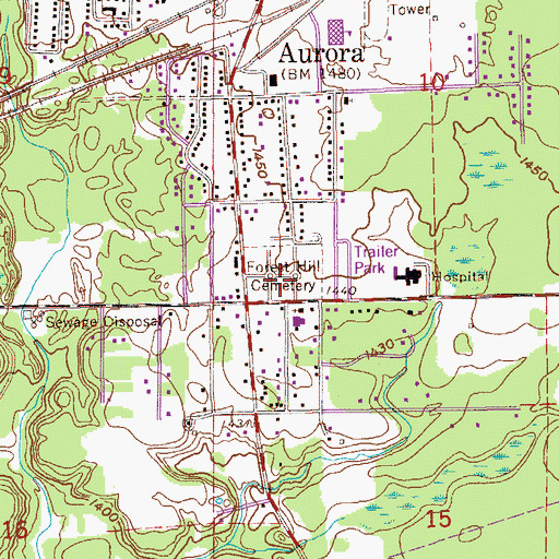 Topographic Map of Forest Hill Cemetery, MN