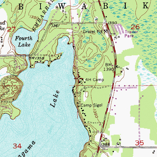 Topographic Map of Four H Camp, MN