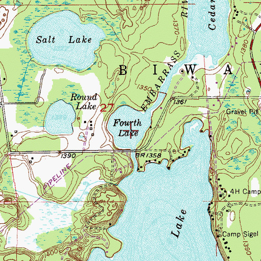 Topographic Map of Fourth Lake, MN